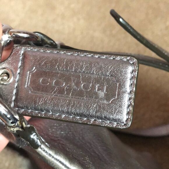 Coach metallic silver purse with double straps - Picture 9 of 14
